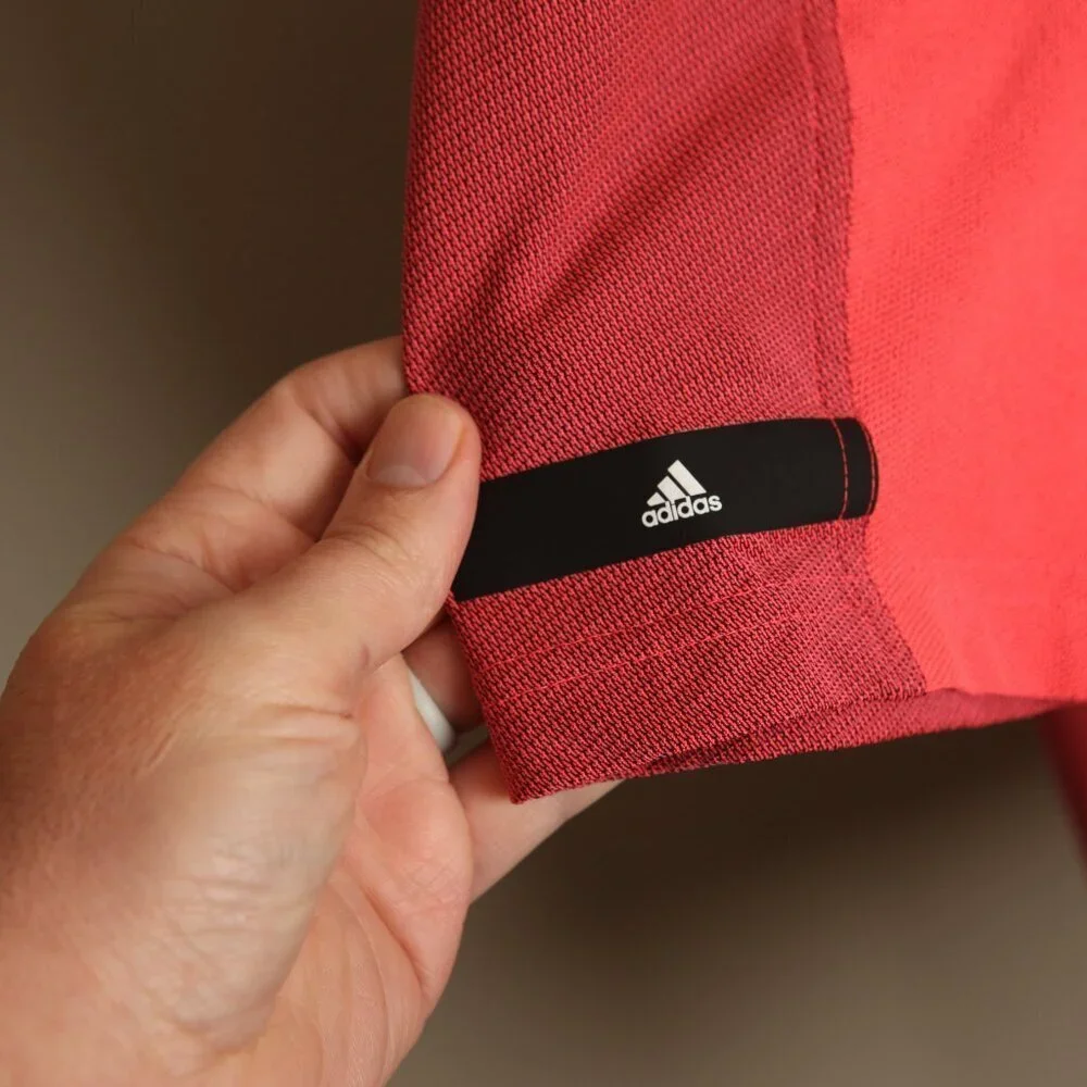 Adidas Golf Polo Shirt Men’s Medium M Pink Gray Short Sleeve EUC ⛳ Athletic 🔥